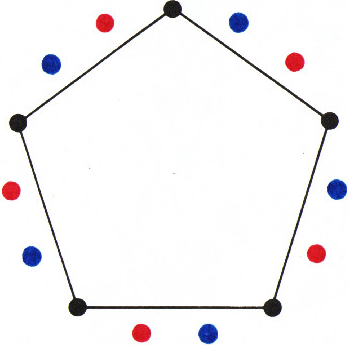 Рис. 1. 15-угольник разбит на три 5-угольника.